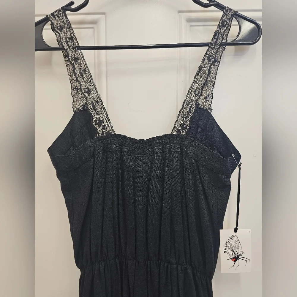 USA, handmade, black, dress recycled, lace, relax, casual, travel, office